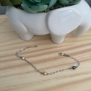 925 Sterling Silver Tri Color Pearl Bracelet